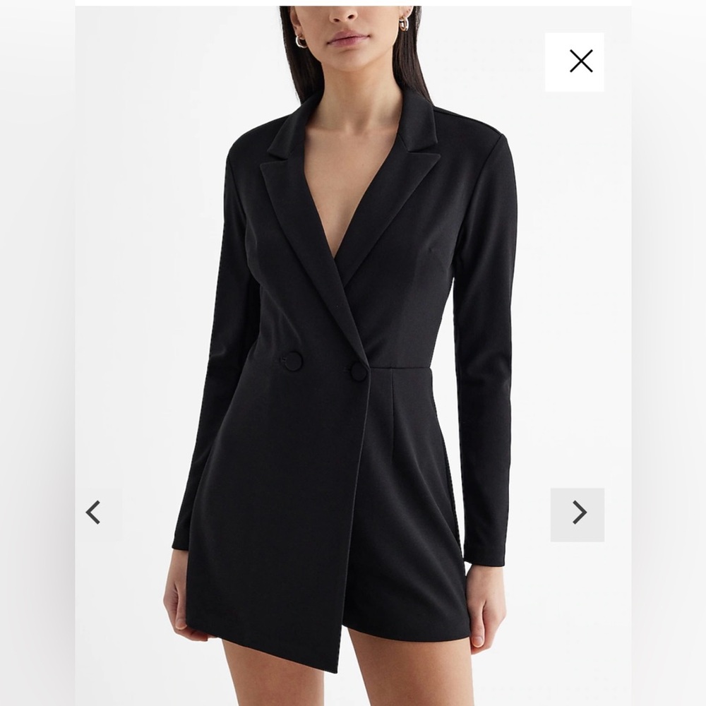 COPY - Express Double Breasted Padded Shoulder Blazer Romper